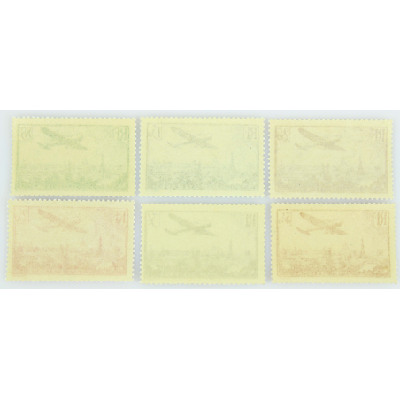 TIMBRES POSTE AÉRIENNE N° 8 A 13 FRANCE NEUFS** AVIONS SURVOLANT PARIS - 1936