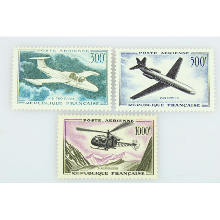 FRANCE POSTE AÉRIENNE N° 35 A 37 PROTOTYPES, TIMBRES NEUFS** ANNÉES 1957-1959