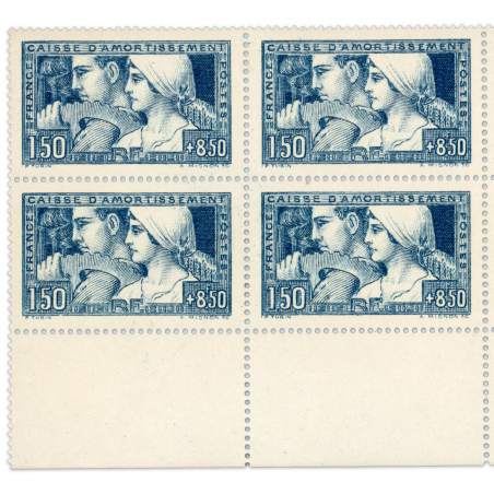 FRANCE BLOC 4 TIMBRES N° 252 CAISSE D'AMORTISSEMENT NEUFS SIGNÉ EXPERT CHEZ BRUN