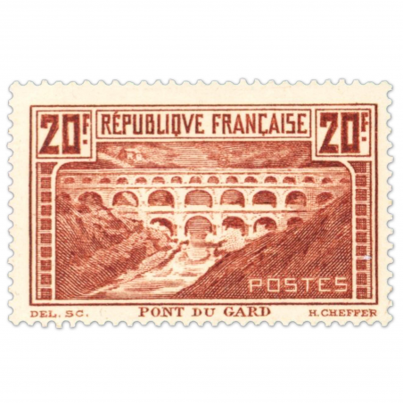 FRANCE N° 262A, PONT DU GARD TIMBRE NEUF AVEC CHARNIÈRE, SIGNÉ EXPERT CHEZ BRUN