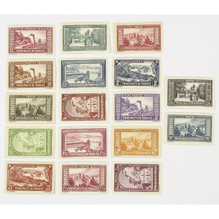 MONACO N° 119 A 134 PAYSAGES PRINCIPAUTÉ, SÉRIE TIMBRES POSTE NEUFS* 1933-1937