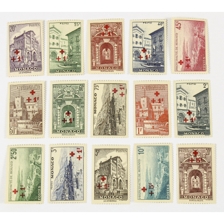 MONACO N° 200 A 214, SÉRIE DE TIMBRES DE LA CROIX-ROUGE NEUFS** ANNÉE 1940