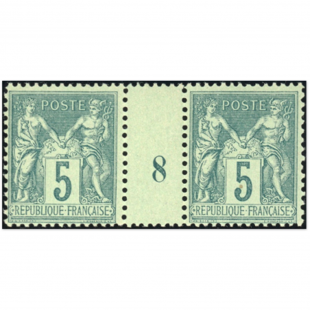 FRANCE MILLÉSIME N° 75 TYPE SAGE 5c VERT, TIMBRES NEUFS** - ANNÉE 1876 COTE 165€