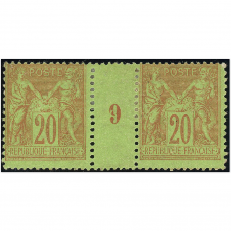 FRANCE MILLÉSIME TYPE SAGE N° 96 20c BRIQUE TIMBRES NEUFS AVEC CHARNIÈRE, 1884