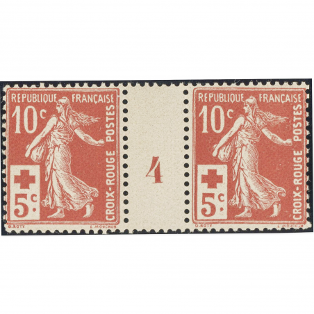 FRANCE MILLÉSIME N° 147 SEMEUSE CROIX ROUGE TIMBRES NEUFS**, ANNÉE 1914