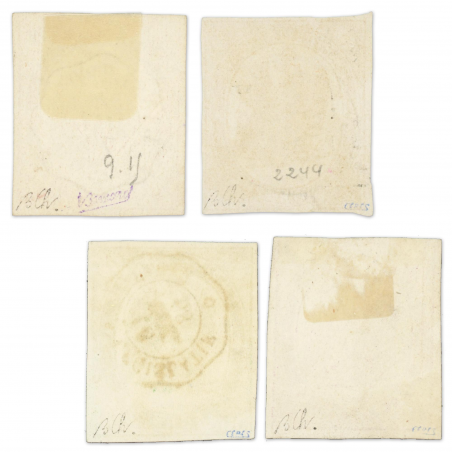 FRANCE TIMBRES TÉLÉGRAPHE N° 1 À 4, OBLITÉRÉS SIGNÉS EXPERT CHEZ BRUN, 1868 RARE