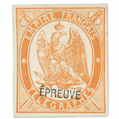 FRANCE TIMBRE TÉLÉGRAPHE N° 3a NEUF SANS GOMME SIGNÉ EXPERT CHEZ BRUN ANNÉE 1868