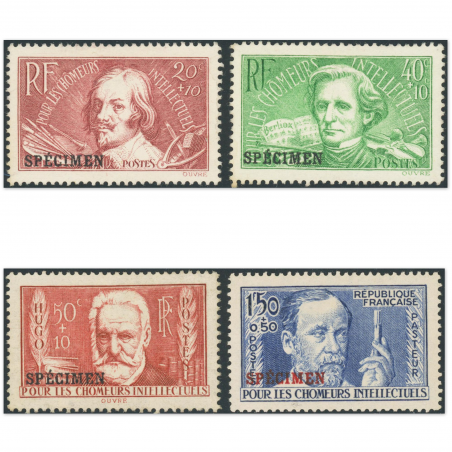 FRANCE SÉRIE N°330a À 333a, AU PROFIT DES CHÔMEURS INTELLECTUELS, TIMBRES NEUFS, 1936