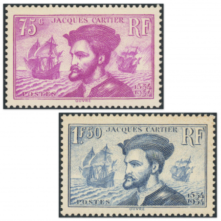 TIMBRES FRANCE N° 296 / 297 JACQUES CARTIER NEUFS** SIGNÉS EXPERT CHEZ BRUN LUXE