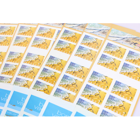 LOT 20 CARNETS AUTOADHÉSIFS VACANCES TIMBRES 0.46 € POUR AFFRANCHIR, FACIALE 92€