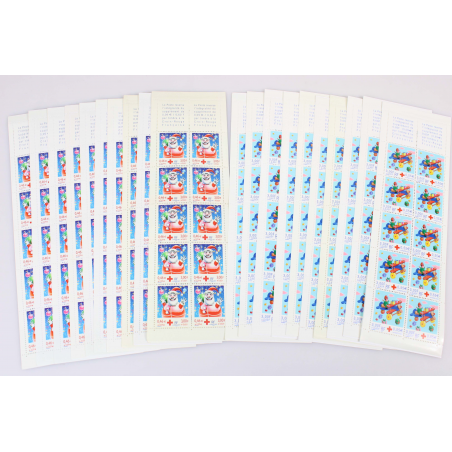 LOT 20 CARNETS CROIX ROUGE 2000-2001 TIMBRES 0.46 € POUR AFFRANCHIR, FACIALE 92€