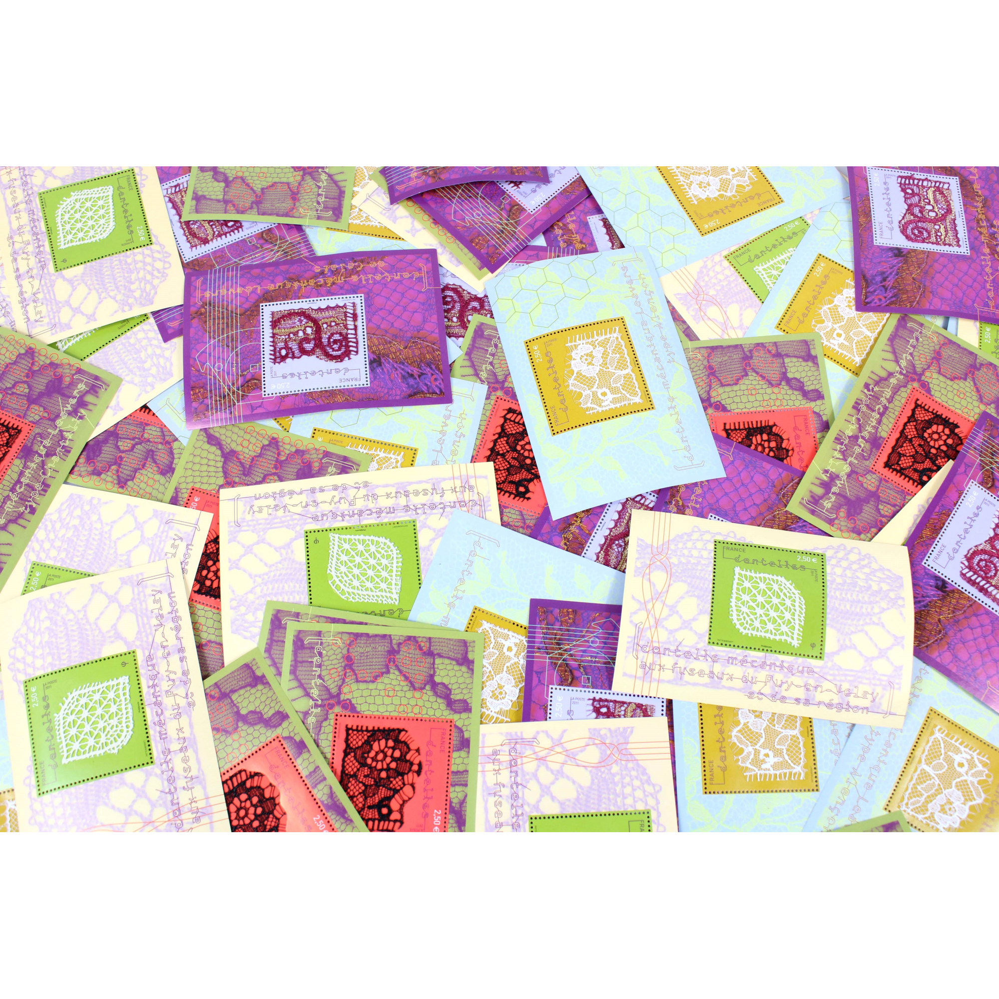 LOT 50 BLOCS DENTELLES MÉCANIQUES F4600-03 TIMBRES NEUFS** 2.50€ - FACIALE 125€