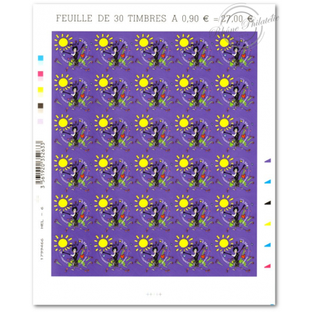 FEUILLE "COEURS 2010 LANVIN", TIMBRES ST VALENTIN AUTOADHESIFS N°387
