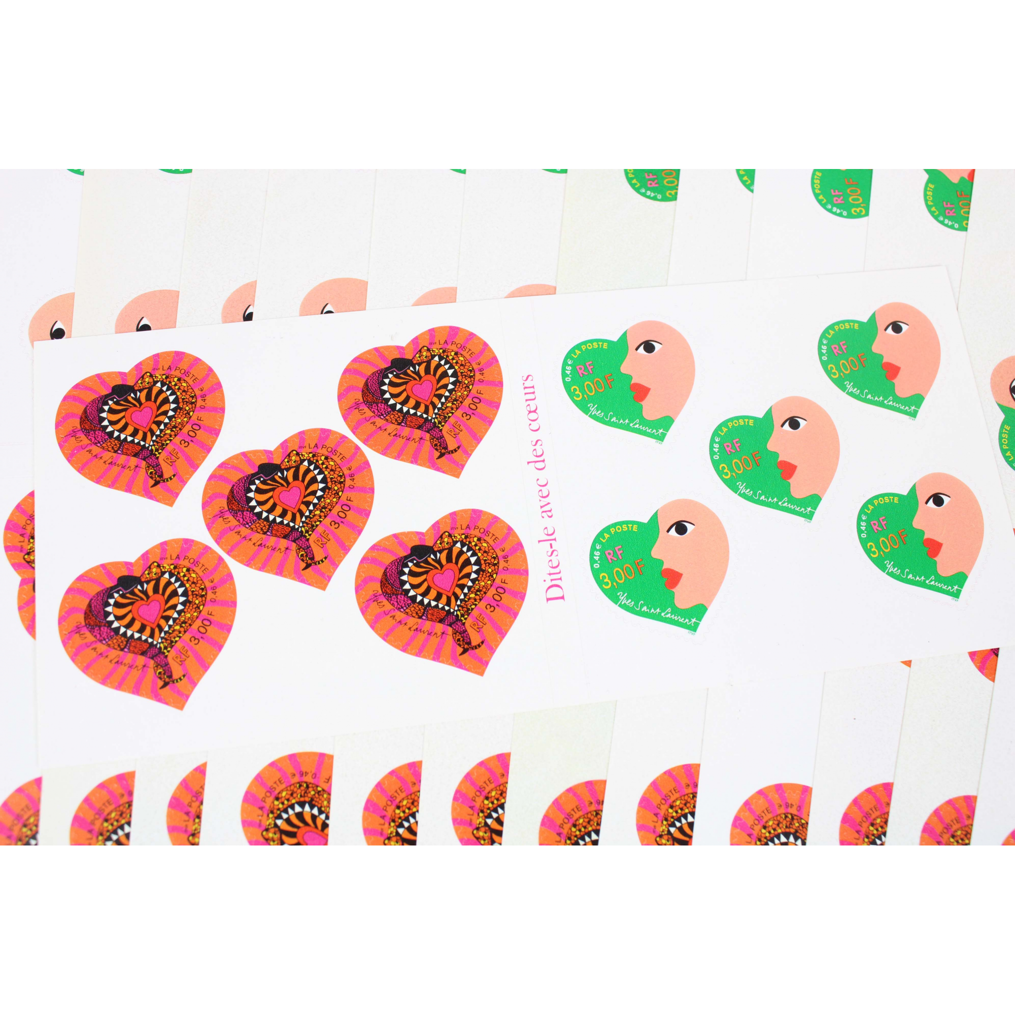 LOT 15 CARNETS AUTOADHÉSIFS BC27 COEURS, TIMBRES NEUFS** 0.46€ X 10, FACIALE 69€