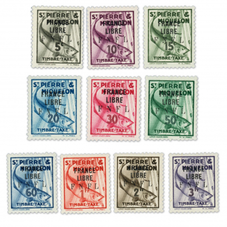 COLONIE FRANÇAISE SAINT PIERRE ET MIQUELON TAXE N° 57 À 66 TIMBRES NEUFS SIGNÉS