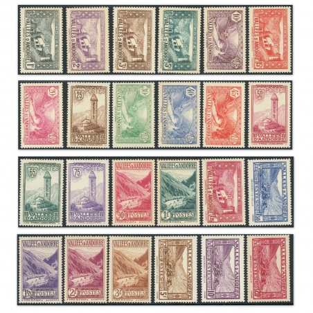 ANDORRE N° 24 À 45 SÉRIE DE TIMBRES NEUFS SIGNÉS CHANDANSON EXPERT CHEZ BRUN