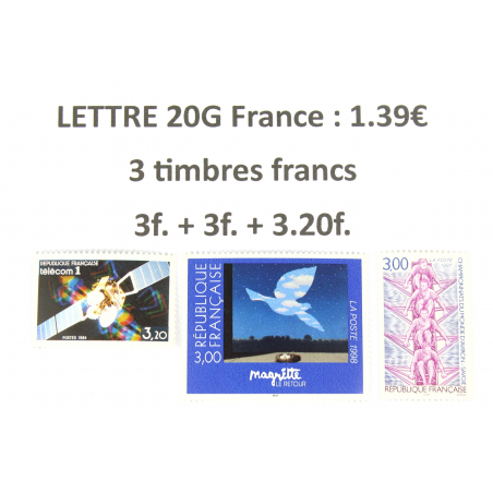 LOT POUR AFFRANCHIR 100 LETTRES 20G FRANCE AVEC 3 TIMBRES EN FRANCS