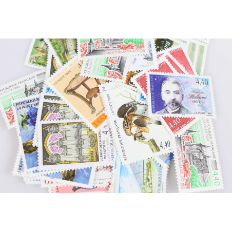 LOT DE 50 AFFRANCHISSEMENTS POUR LETTRES 100G FRANCE AVEC 4 TIMBRES EN FRANCS