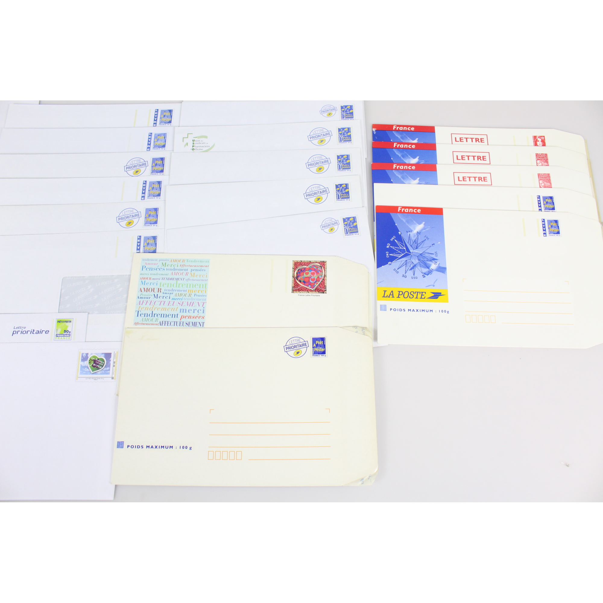 LOT DE 30 ENVELOPPES FRANCE PRÉ-AFFRANCHIES POUR ENVOIS 50g / 100g / 250g