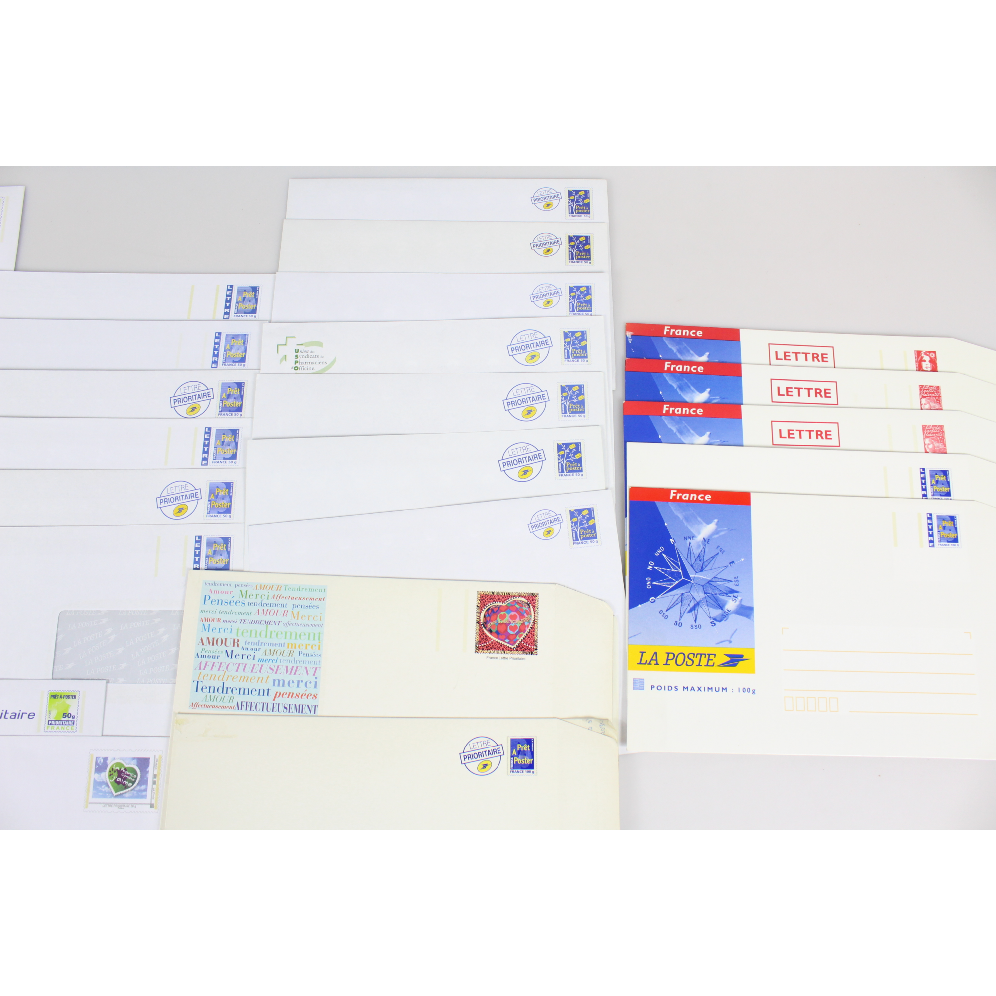 LOT DE 30 ENVELOPPES FRANCE PRÉ-AFFRANCHIES POUR ENVOIS 50g / 100g / 250g