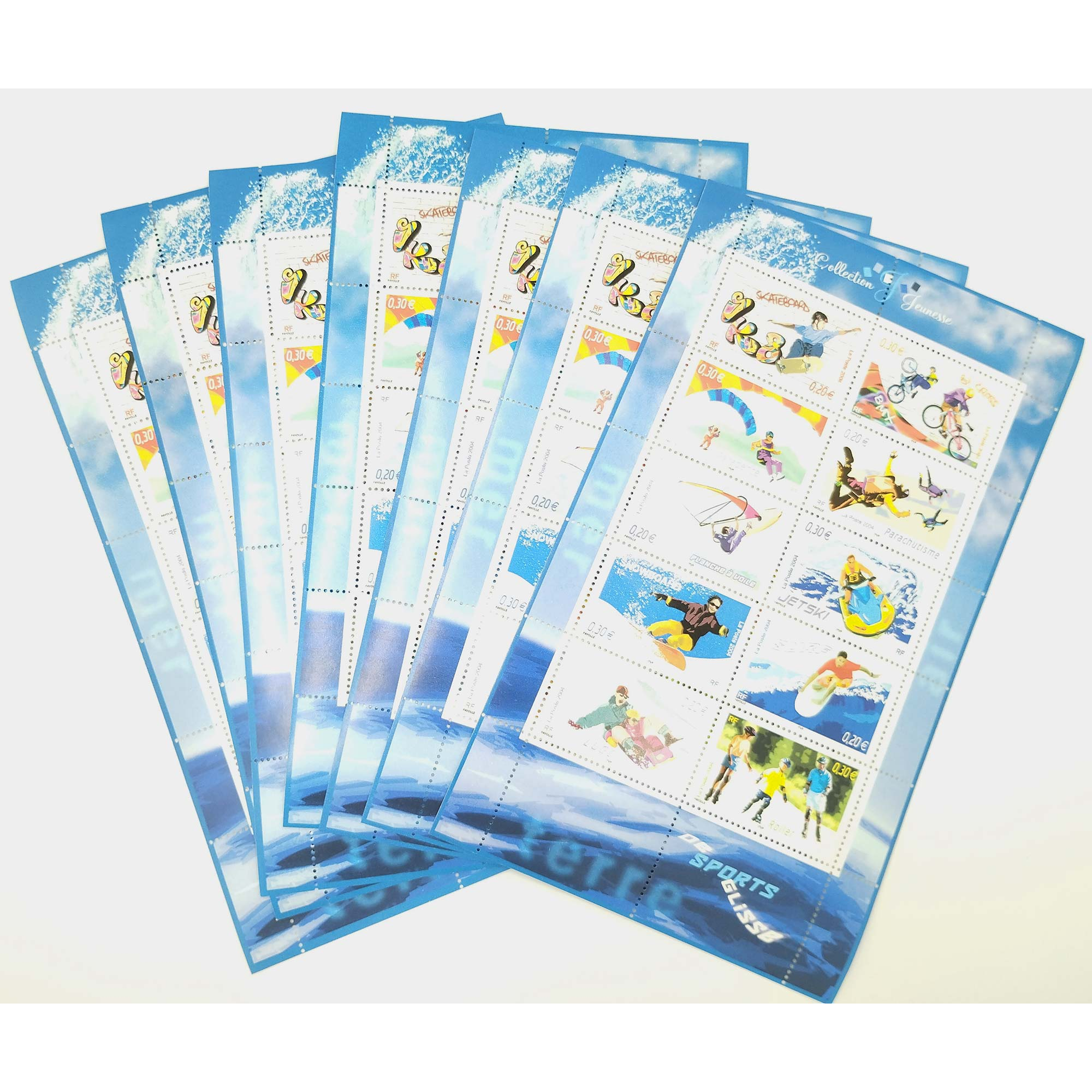 LOT DE 30 BLOCS N°76 SPORT DE GLISSE TIMBRES NEUFS**, FACIALE 75€
