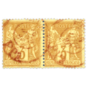 FRANCE PAIRE N° 86 TYPE SAGE 3c BISTRE JAUNE, TIMBRES OBLITÉRÉS - ANNÉE 1878