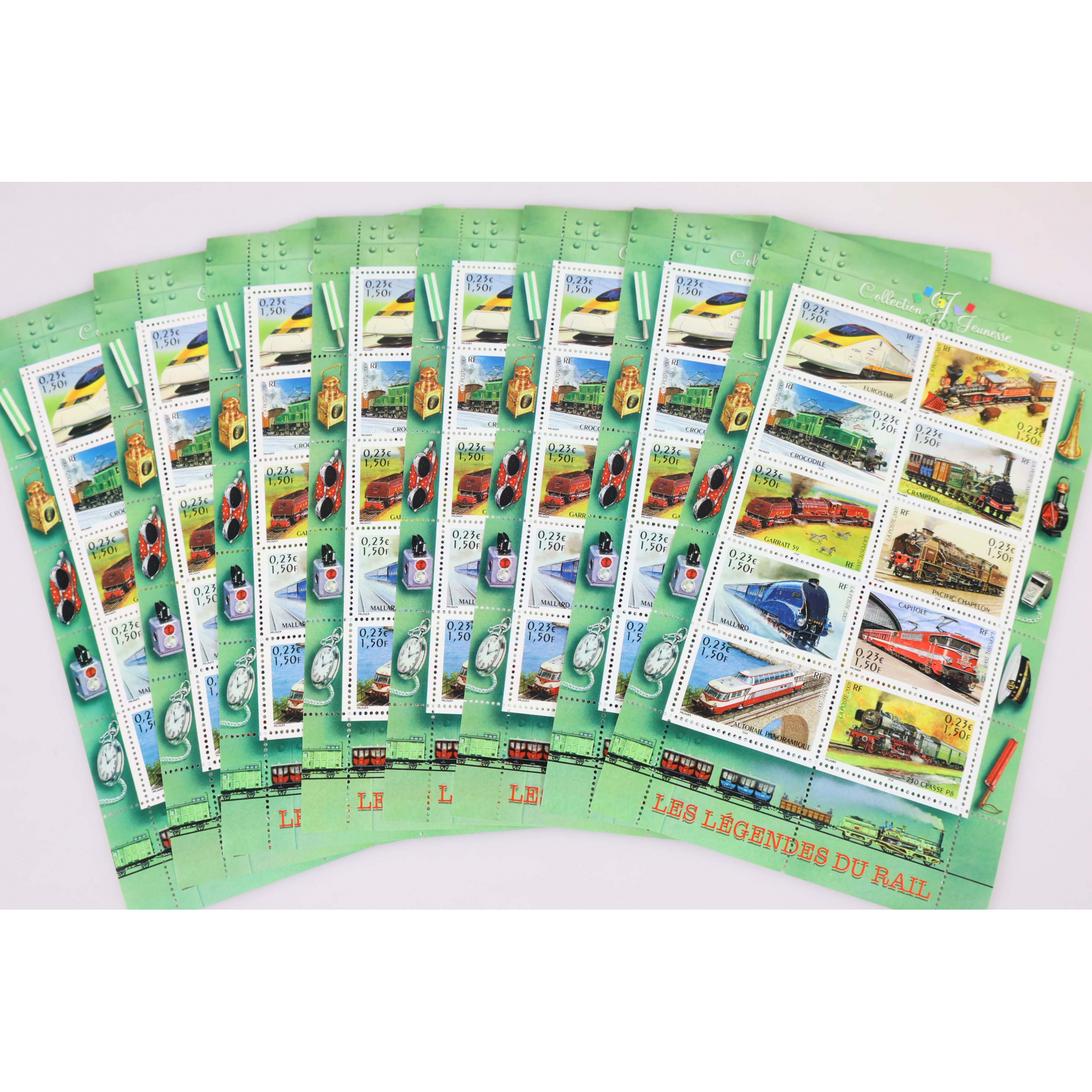 LOT 40 BLOCS N° 38 LÉGENDES DU RAIL, TIMBRES NEUFS** 0.23€ X 10 - FACIALE 92€