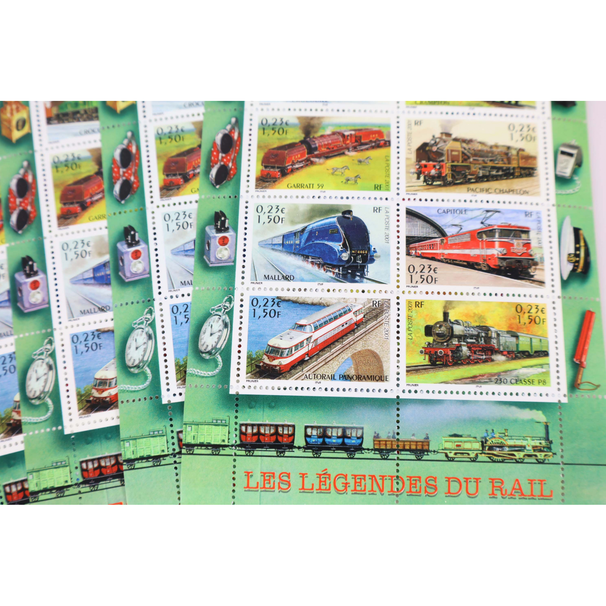LOT 40 BLOCS N° 38 LÉGENDES DU RAIL, TIMBRES NEUFS** 0.23€ X 10 - FACIALE 92€