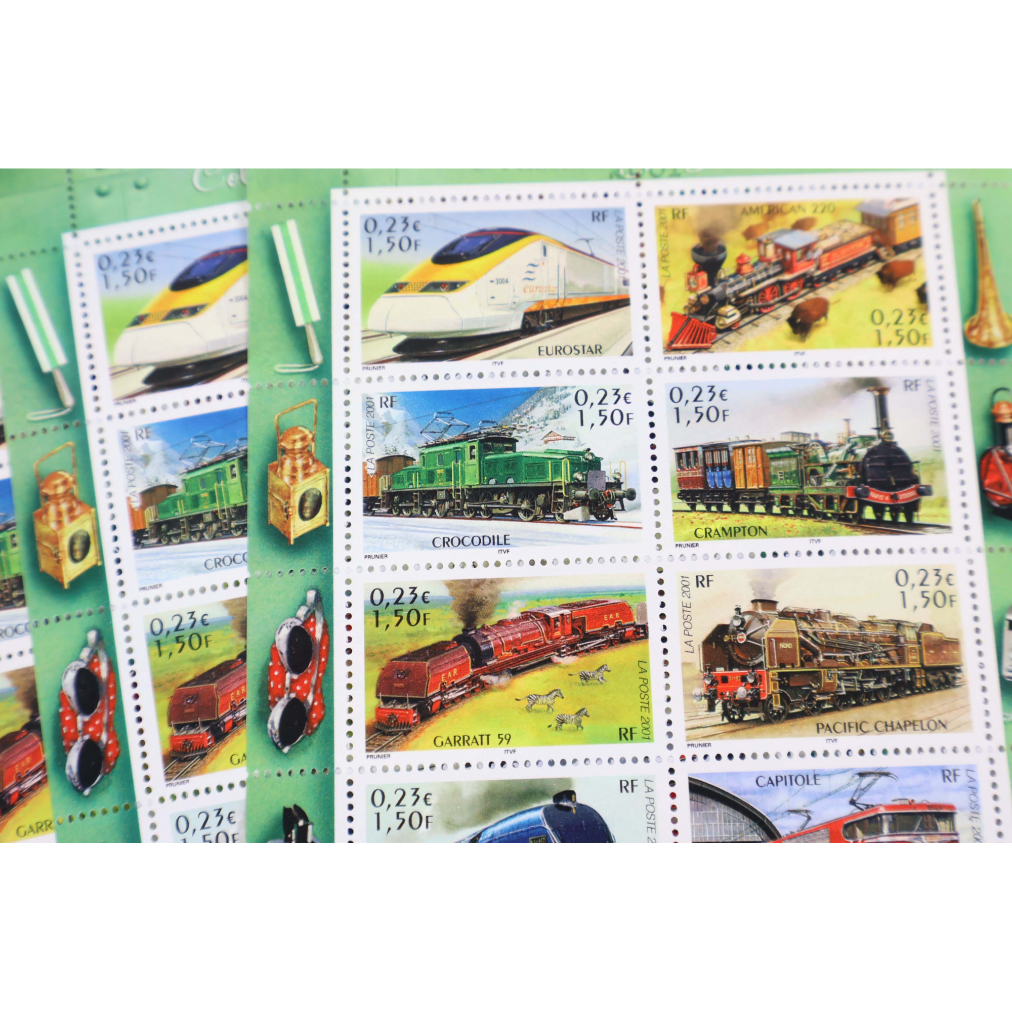 LOT 40 BLOCS N° 38 LÉGENDES DU RAIL, TIMBRES NEUFS** 0.23€ X 10 - FACIALE 92€