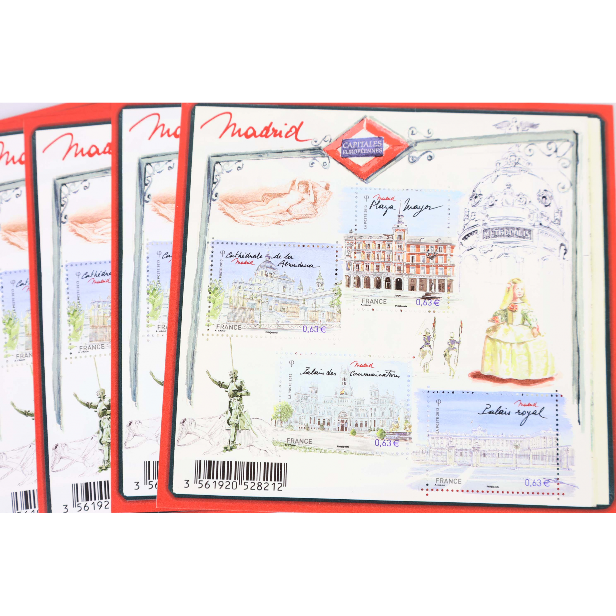LOT 25 BLOCS N° F4730 MADRID, TIMBRES NEUFS** 0.63€ X 4 - VALEUR FACIALE 63€