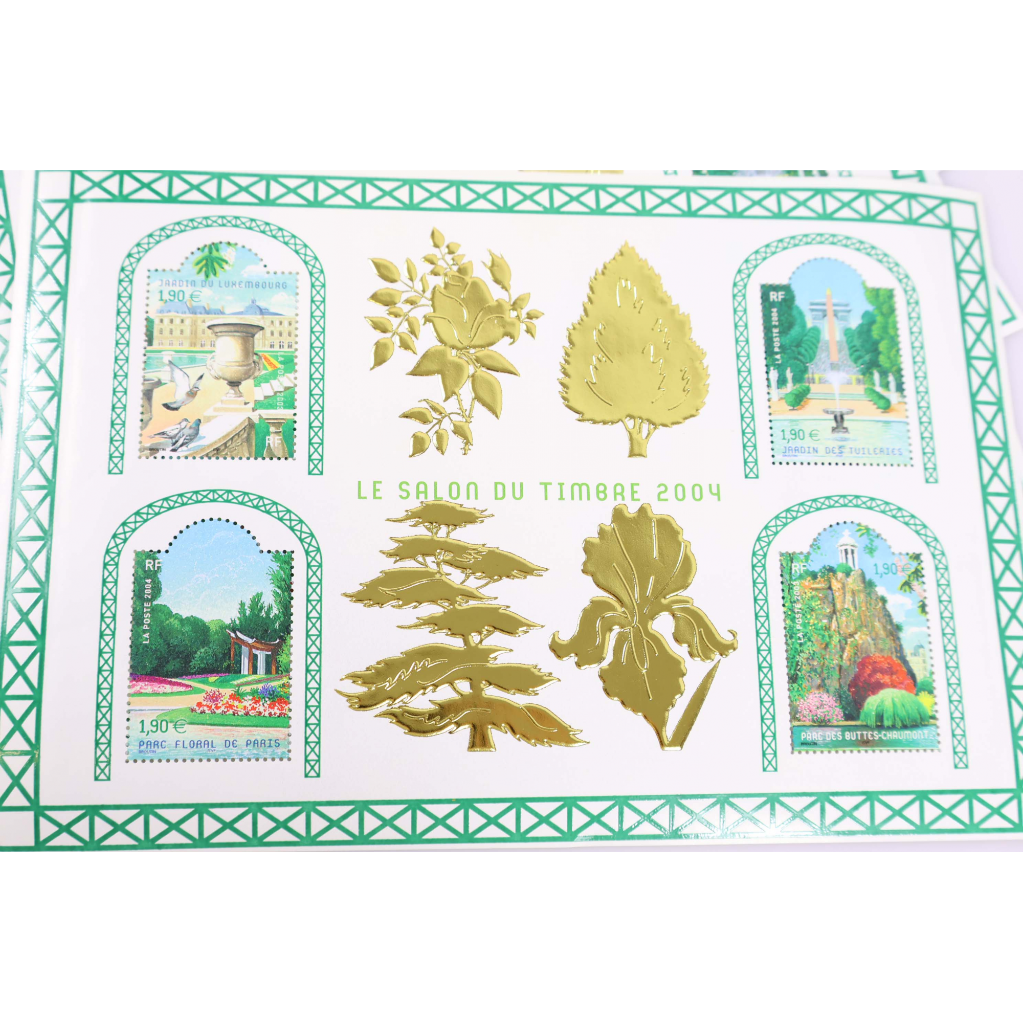 LOT 10 BLOCS N° 71 SALON DU TIMBRE 2004, TIMBRES NEUFS** 1.90€ X 4 FACIALE 76€