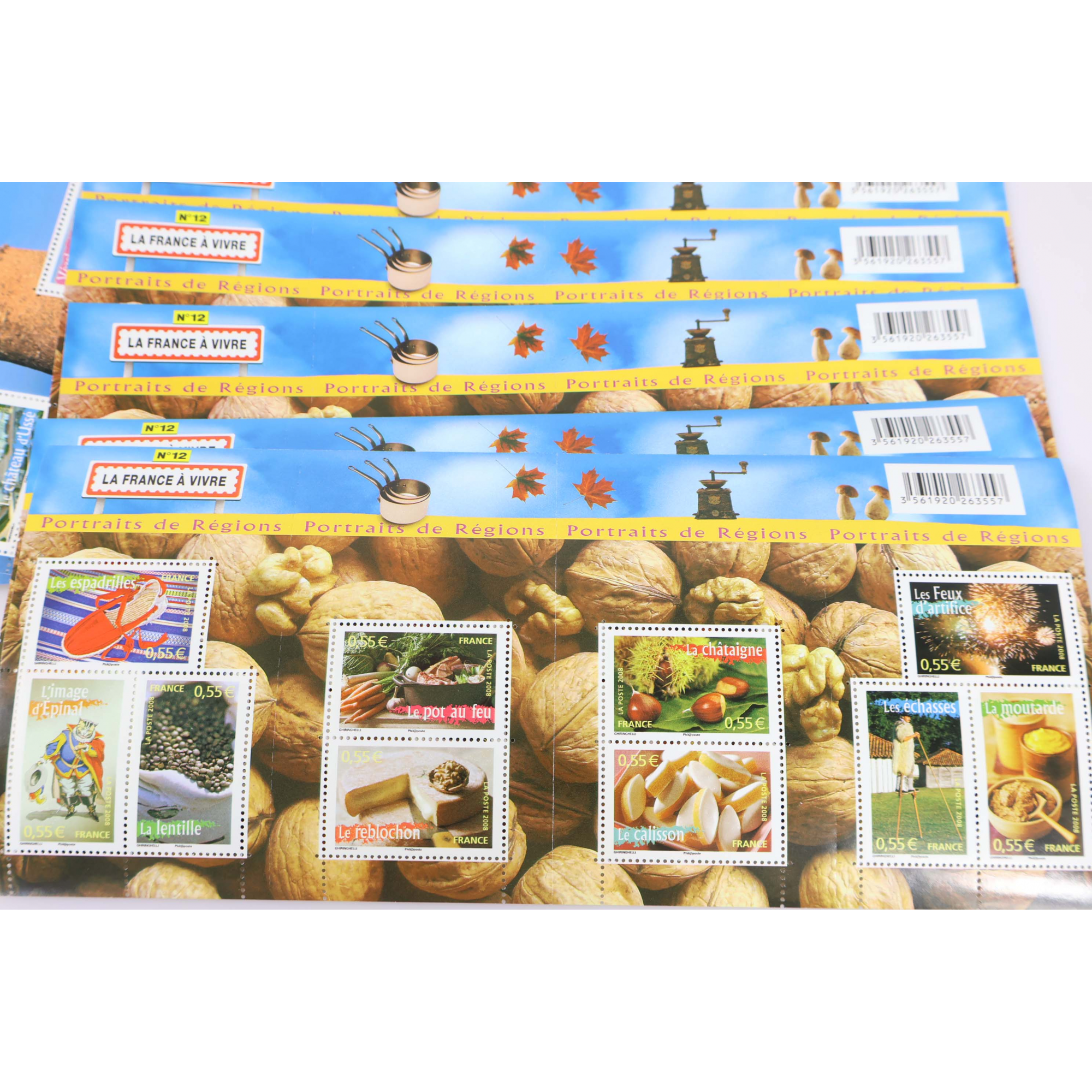 LOT 14 BLOCS N° 117/125 PORTRAITS DE RÉGIONS, TIMBRES NEUFS** 0.55€ x 10, VF 77€