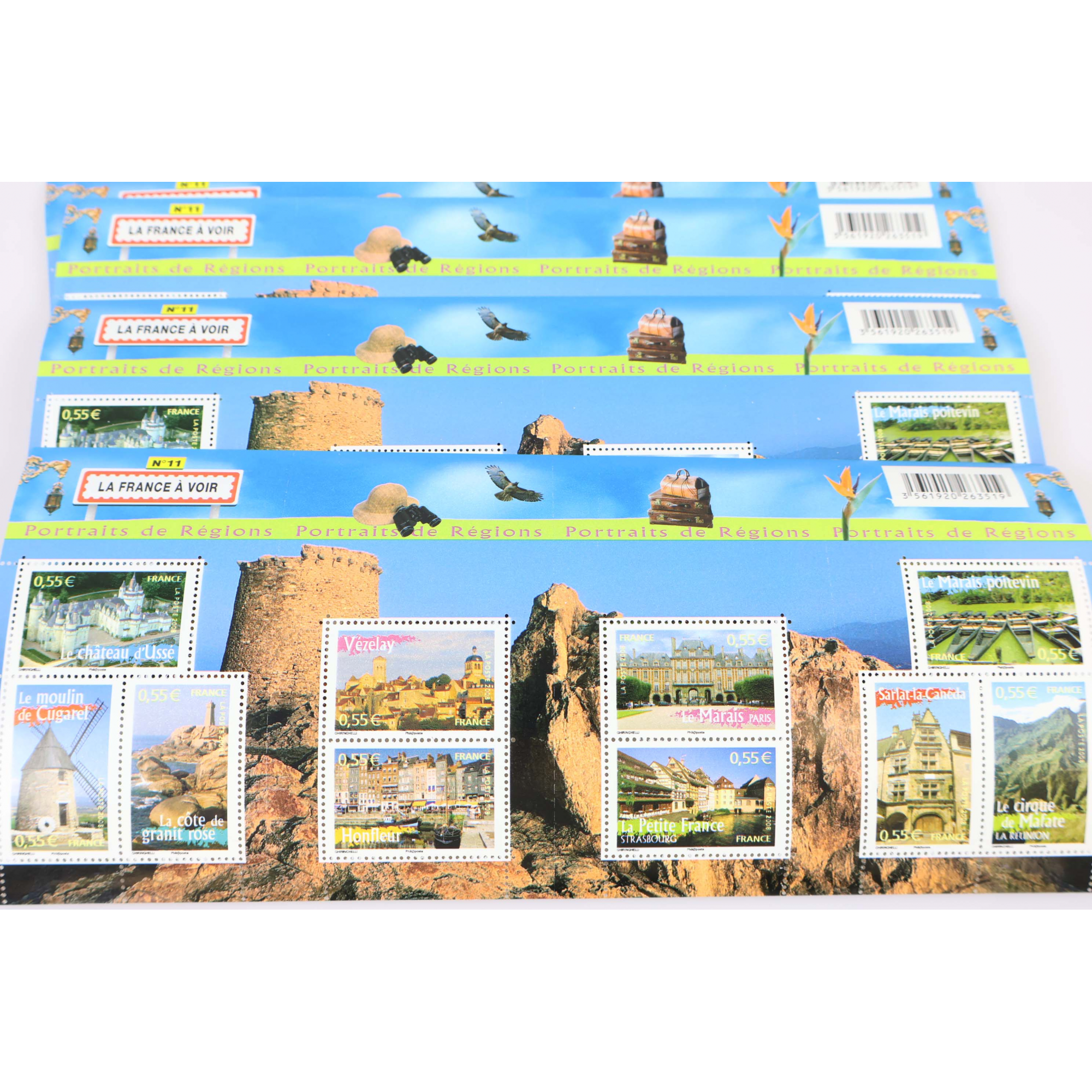 LOT 14 BLOCS N° 117/125 PORTRAITS DE RÉGIONS, TIMBRES NEUFS** 0.55€ x 10, VF 77€