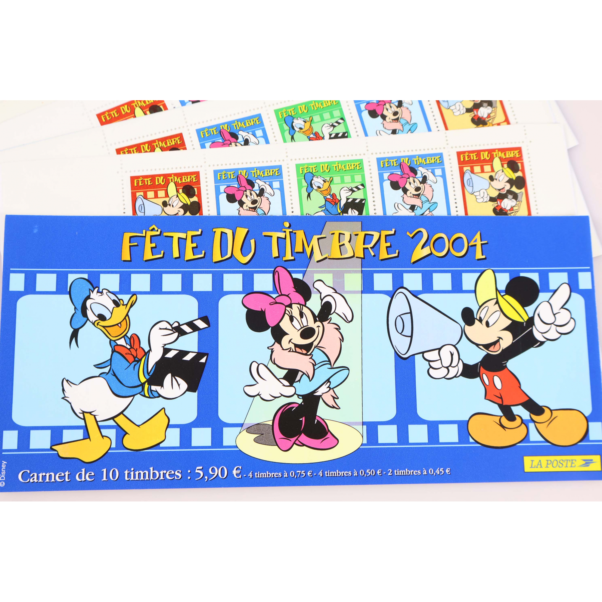 LOT 15 CARNETS BC3641a FETE DU TIMBRE 2004 DISNEY TIMBRES NEUFS** FACIALE 88.50€