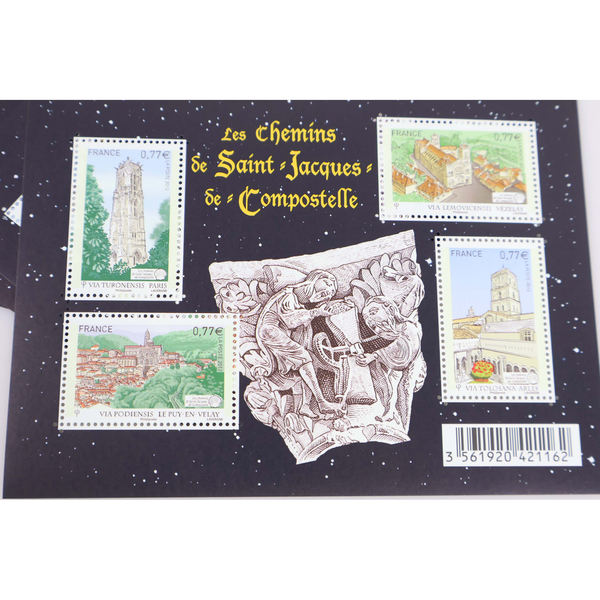 LOT 20 BLOCS N° F4641 COMPOSTELLE 2012 TIMBRES NEUFS** 0.77€ X 4 - FACIALE 61.6€