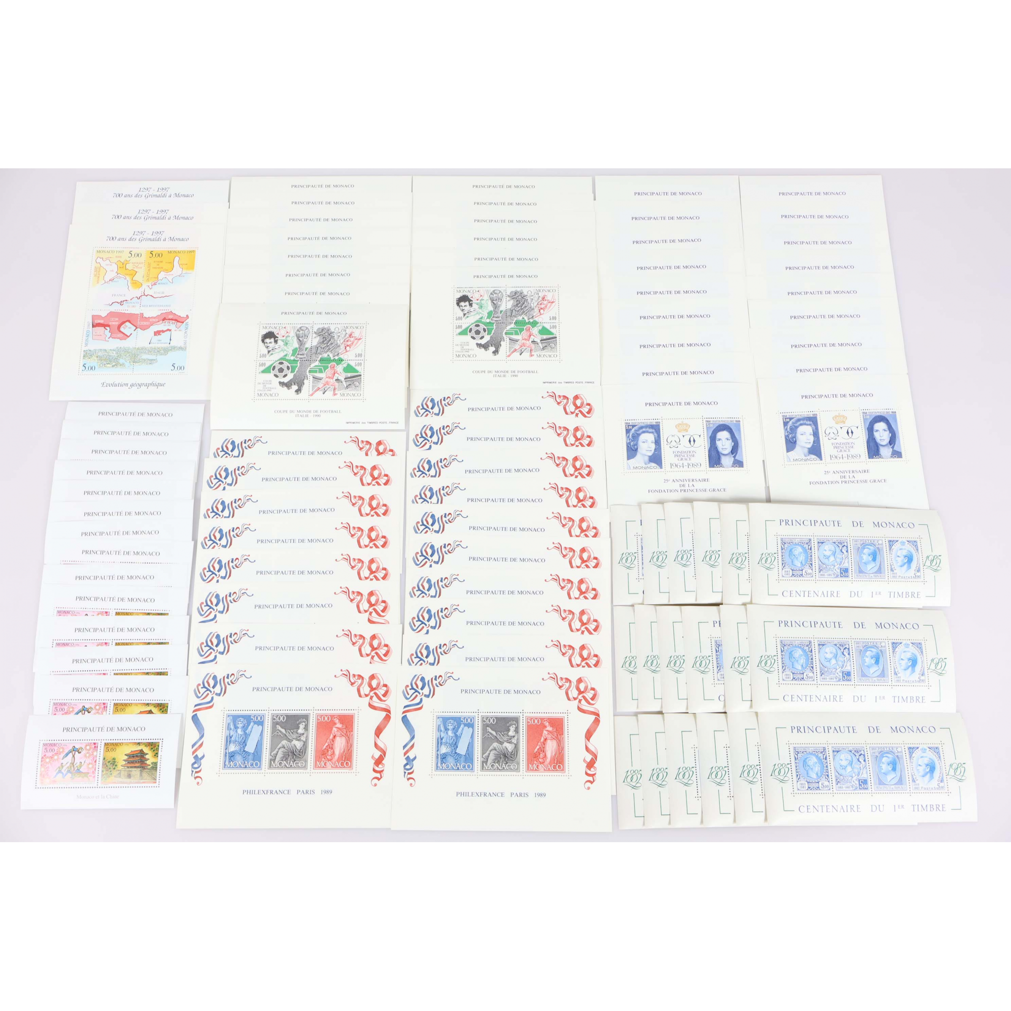 LOT DE BLOCS FEUILLETS DE MONACO, TIMBRES NEUFS** VALEUR FACIALE 196 EUROS