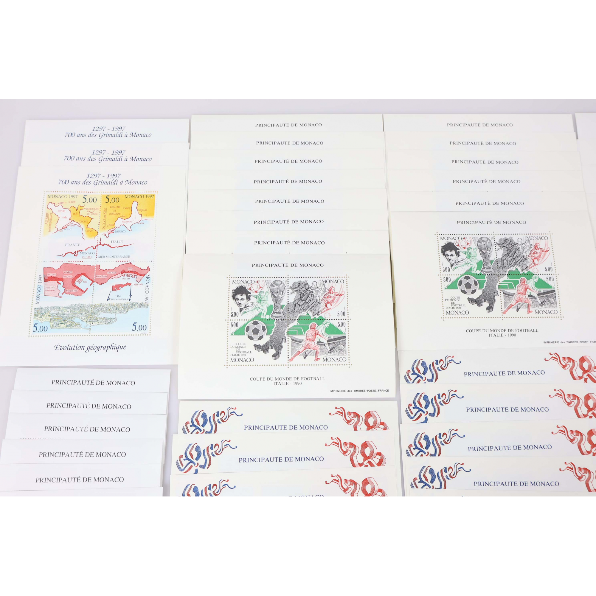 LOT DE BLOCS FEUILLETS DE MONACO, TIMBRES NEUFS** VALEUR FACIALE 196 EUROS