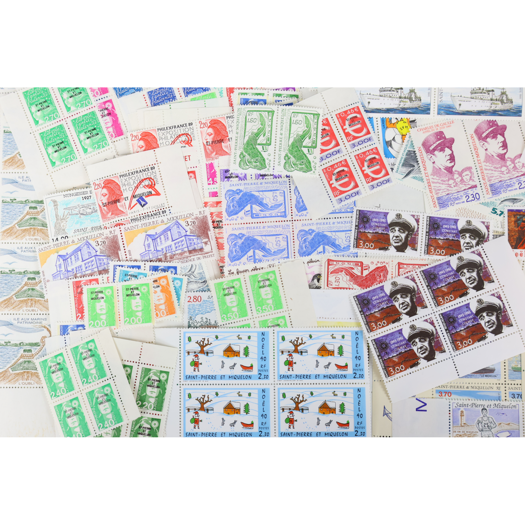 STOCK TIMBRES SAINT PIERRE ET MIQUELON DE FIN 80 A 2000 , NEUFS** VF 742€