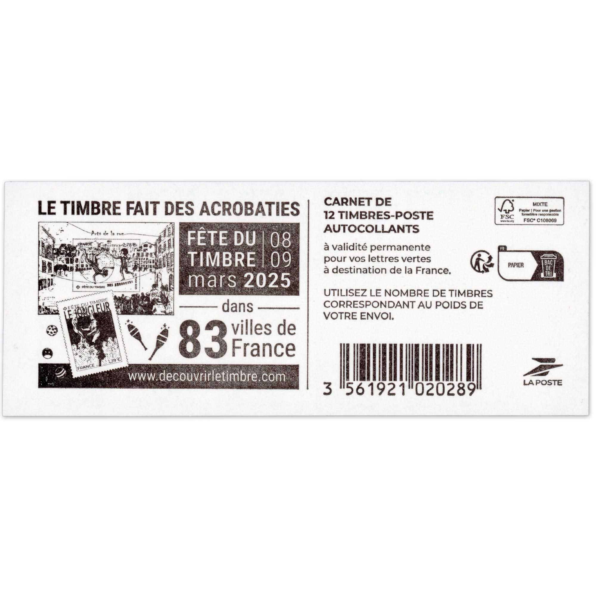 CARNET FRANCE 2358-C17 MARIANNE VERTE DE BALEZ 12 TIMBRES POUR AFFRANCHIR 20g