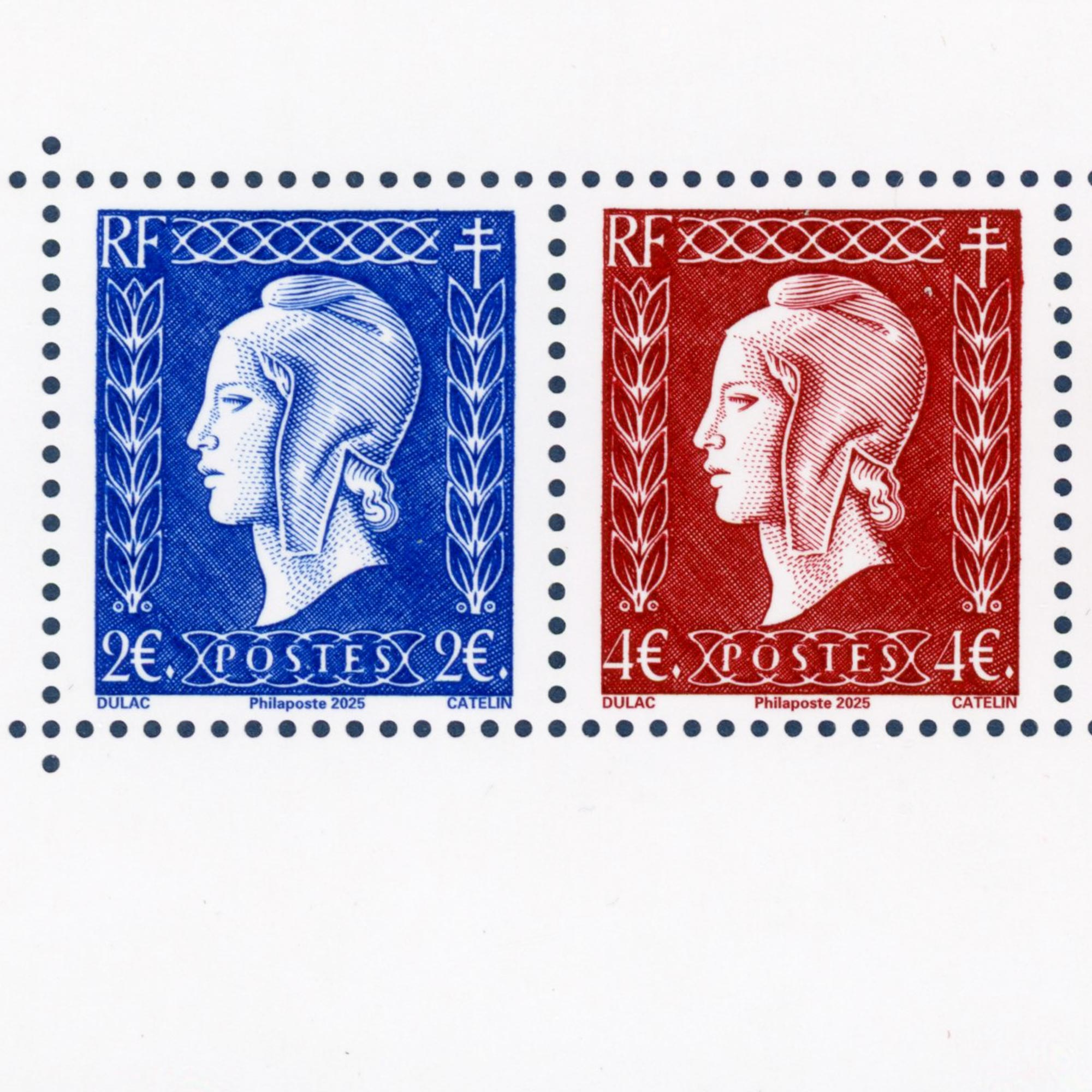 FRANCE BLOC FEUILLET F5861MARIANNE DE DULAC 1945-2025 TIMBRES NEUFS** ANNÉE 2025