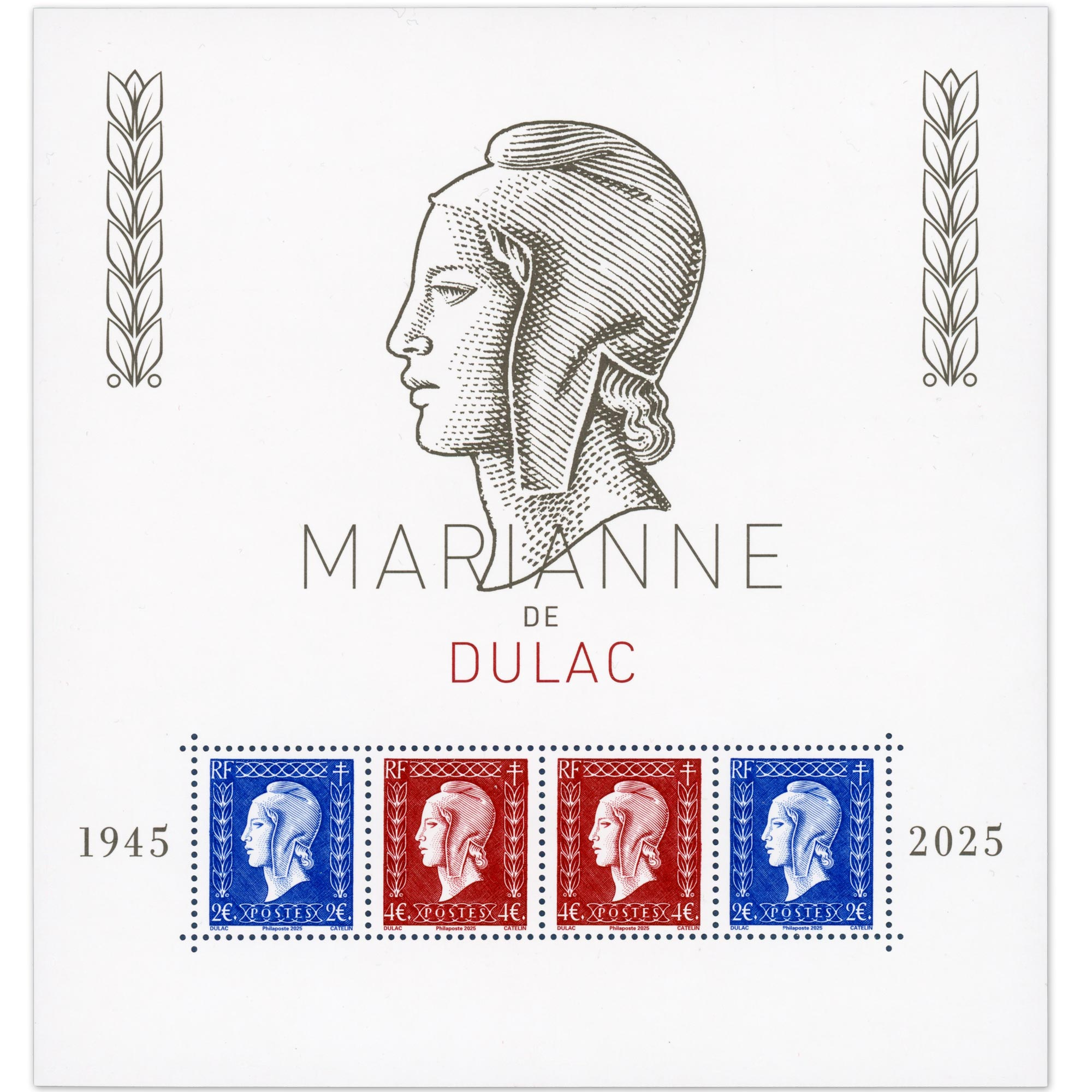 FRANCE BLOC FEUILLET F5861MARIANNE DE DULAC 1945-2025 TIMBRES NEUFS** ANNÉE 2025