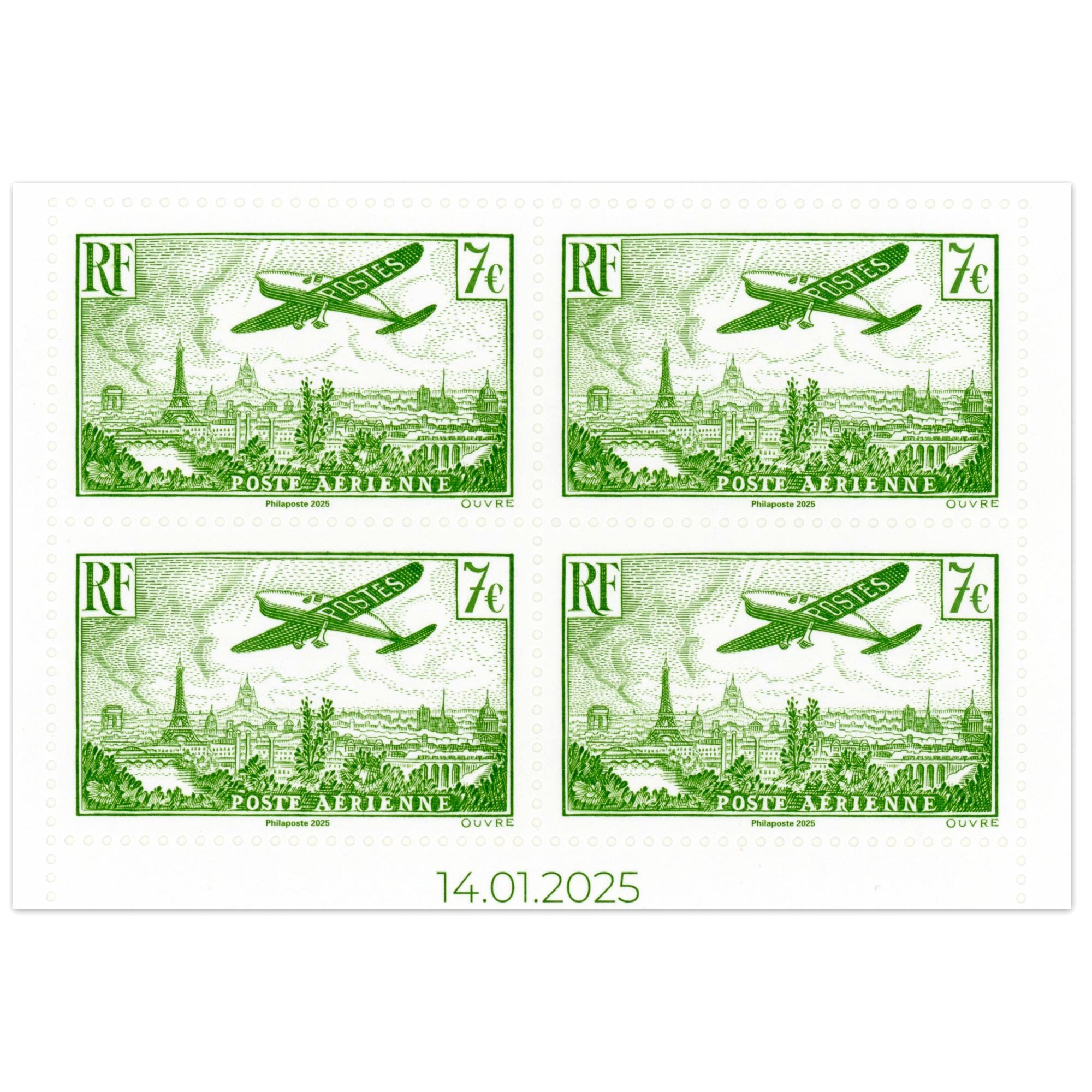 AFFICHE FRANCE SALON DE PRINTEMPS 2025 - AVION SURVOLANT PARIS, NEUFS** LUXE