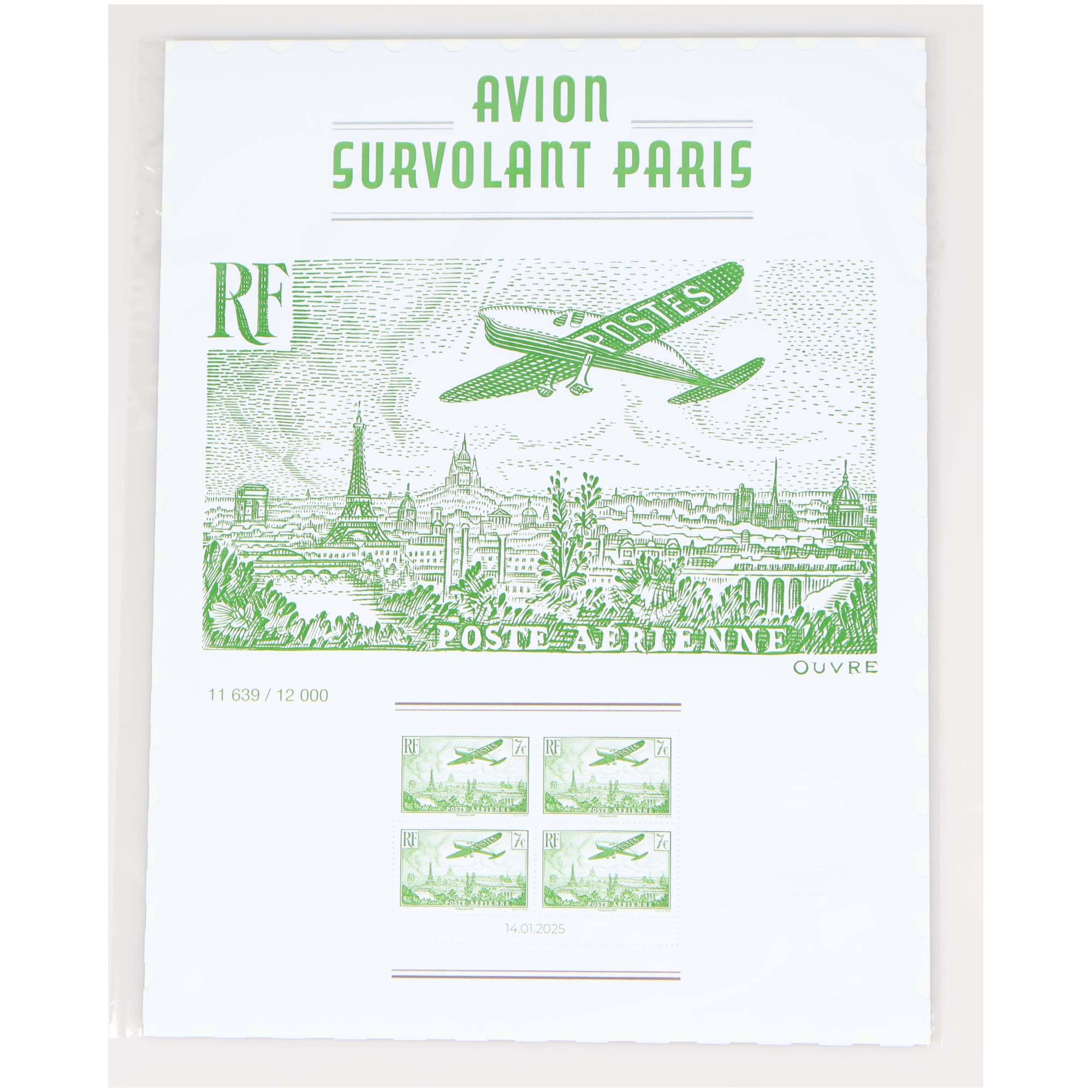 AFFICHE FRANCE PA98A SALON DE PRINTEMPS 2025 AVION SURVOLANT PARIS, NEUFS** LUXE