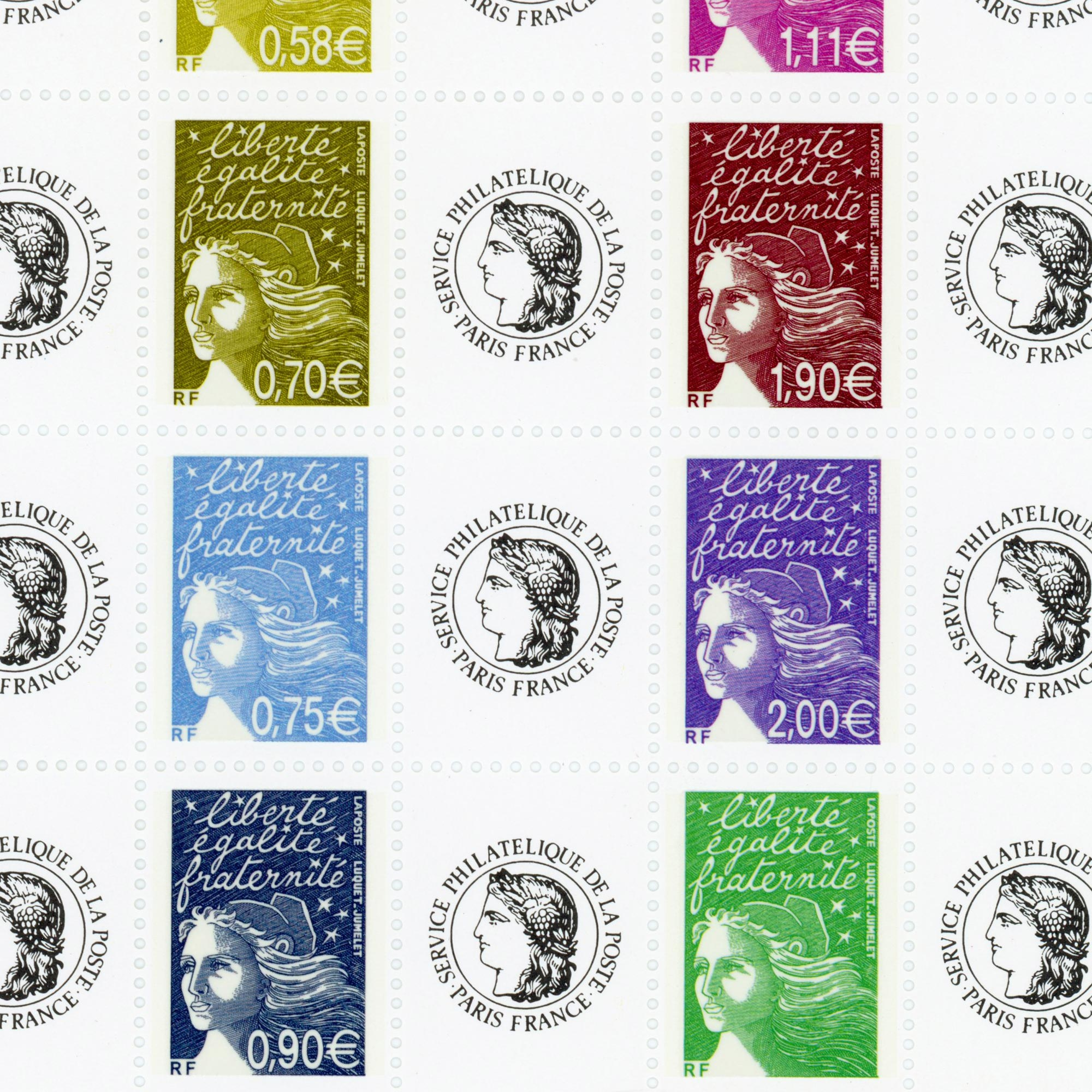FEUILLE TIMBRES VOEUX PERSONNALISES (3722A) composée de 10 timbres