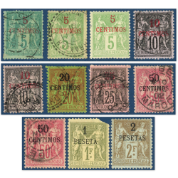 COLONIES TIMBRES MAROC N° 1/8, OBLITÉRÉS/*- SIGNÉS EXPERT CHEZ BRUN COTE 969€