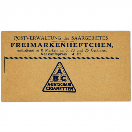 CARNET TIMBRES SARRE N° C84 NEUFS** SIGNÉ EXPERT CHEZ BRUN COTE 3150€ CERTIFICAT