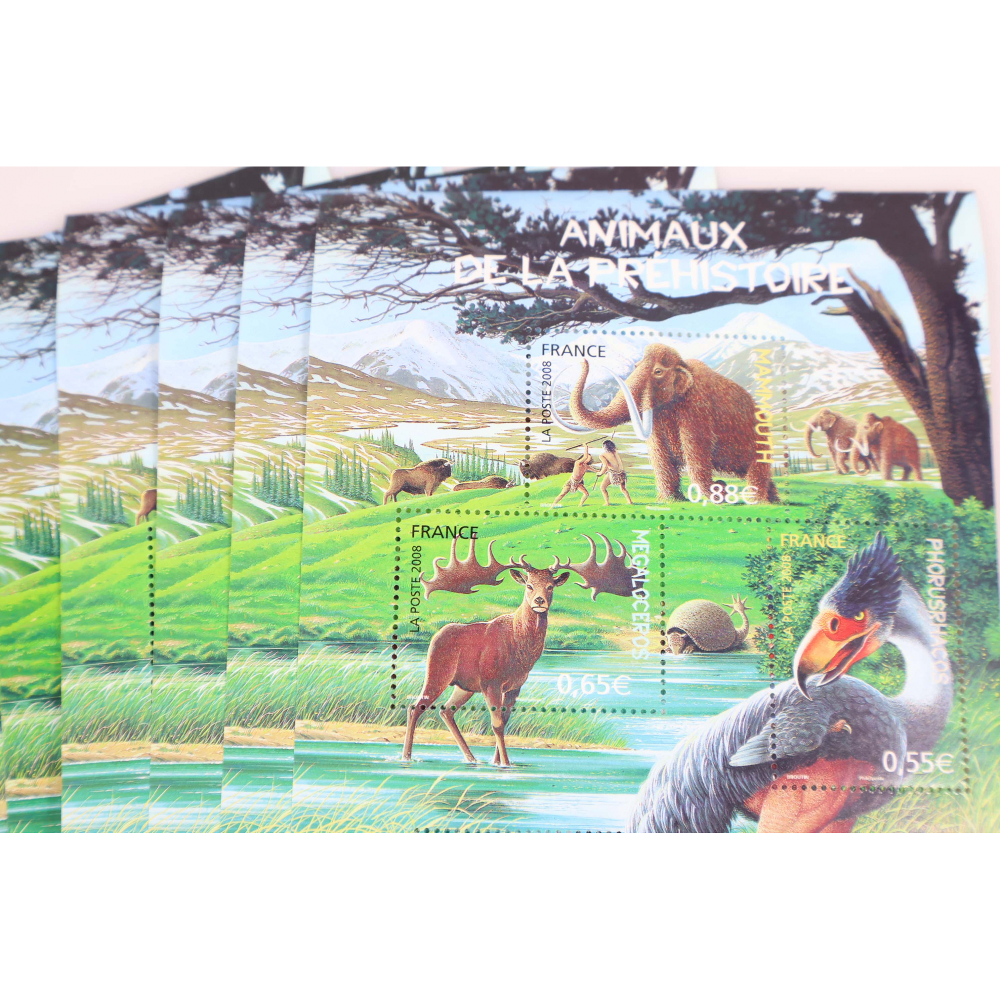 LOT DE 20 BLOCS N° 119 ANIMAUX DE LA PRÉHISTOIRE, TIMBRES NEUFS** FACIALE 52.60€
