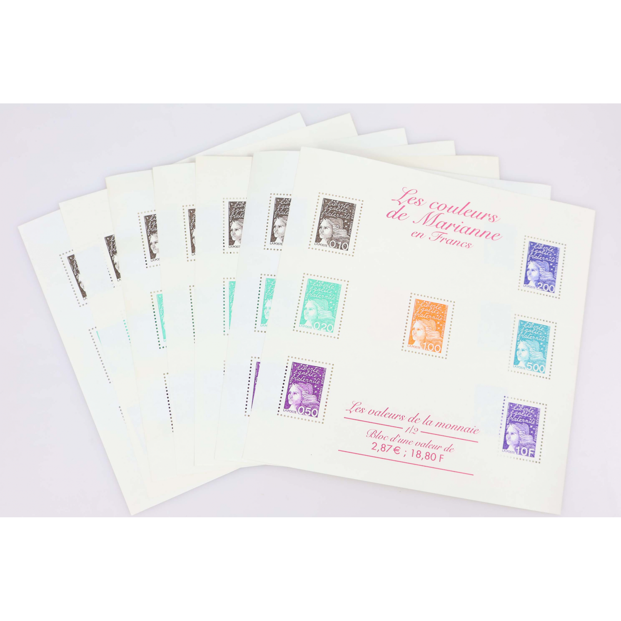 LOT DE 30 BLOCS N° 41 COULEURS DE MARIANNE 2.87€, TIMBRES NEUFS** FACIALE 86.10€