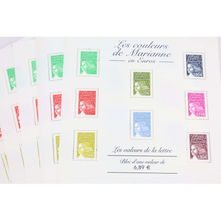 LOT DE 10 BLOCS N° 67 COULEURS DE MARIANNE 8.51€ TIMBRES NEUFS** FACIALE 85.10€