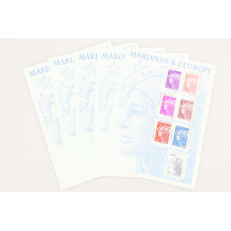 LOT DE 5 BLOCS N° F4614 MARIANNE ET L'EUROPE 15.7€ TIMBRES NEUFS** FACIALE 78.5€